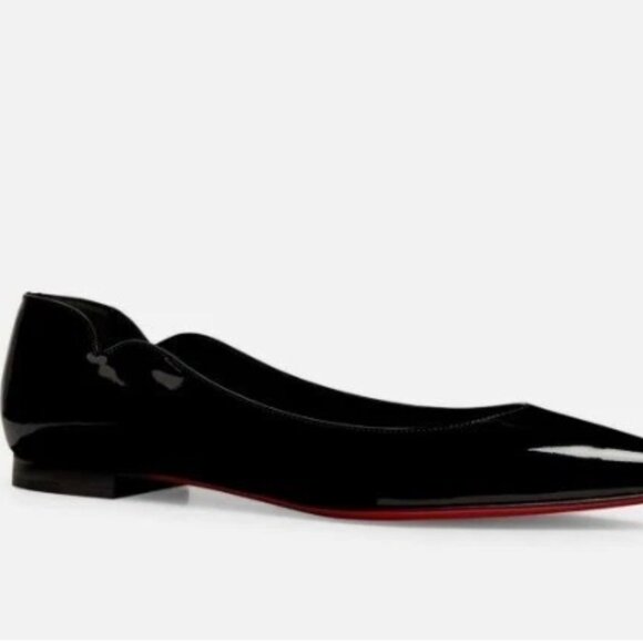 Christian Louboutin Shoes - Christian Louboutin HOT CHICKITA Scallop Patent Ballerina Flats Black -Size 38.5